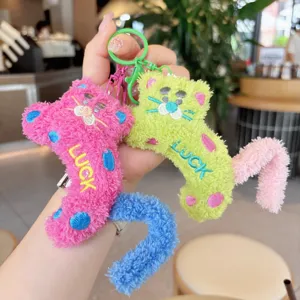Lindo llavero de peluche con leopardo de lunares colgante de bolso regalo adorable