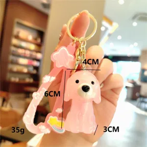 Joli porte-clés chien en acrylique rose jelly et charm de sac mignon avec pendentif.