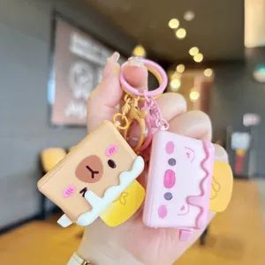 Mignon porte-clés grille-pain capybara de dessin animé, pendentif de sac toast.