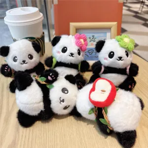 Portachiavi Panda in Peluche Carino Mini Zaino Frutta Fiore Ciondolo Borsa Animale Bambola Zaino Studente Pendente Ornamento Regalo
