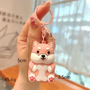 Leuke roze Shiba Inu sleutelhanger hanger glow pop voor schooltas tas bedel cadeau