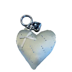 Sweet bow heart keychain bag charm, Korean style cute accessory for phone and handbag.