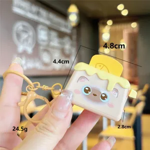 Adorable étui AirPods pain toast chat dessin animé porte-clés, pendentif de sac portable.