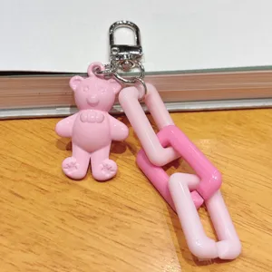 Porte-clés mignon ours rose chaîne acrylique bricolage pendentif de sac accessoire