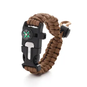 Bracelet de survie en paracorde multifonctionnel d'extérieur avec boussole.