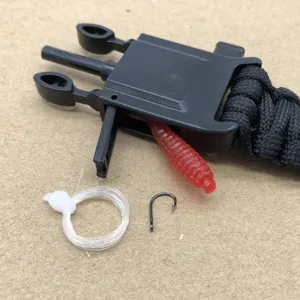 Outdoor paracord bracelet buckle with fishing kit survival gear emergency tool set.
