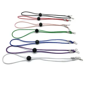 Detail view of colorful mask lanyards with adjustable buckles and metal hooks for daily use.