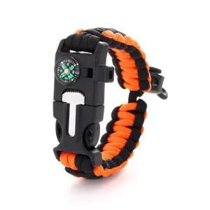 Bracelet de survie en paracorde avec boussole intégrée et boucle pour randonnée.