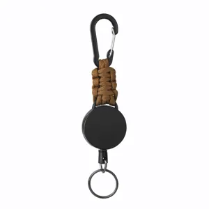 Moschettone portachiavi retrattile in paracord tattico per uso esterno robusto
