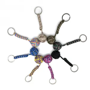 Outdoor paracord monkey fist keychain multi-color nylon woven key ring pendant accessories.