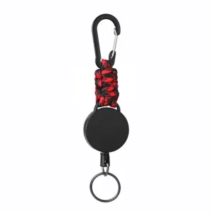 Portachiavi retrattile in paracord con moschettone resistente per utilizzo all'aperto