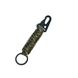 Llavero de paracord táctico para exteriores de 7 hilos con mosquetón de supervivencia