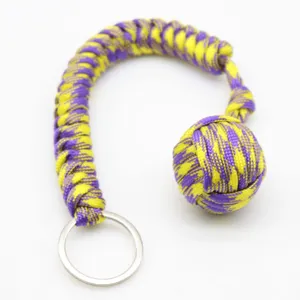 Porte-clés poing de singe en paracorde avec boule, pendentif lanière de survie tressée.