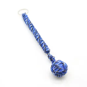 Porte-cles poing de singe en paracorde tressage boule acier survie exterieur cordon