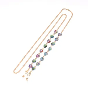 Gold crystal heart glasses chain stylish mask lanyard holder metal beaded eyewear retainer strap