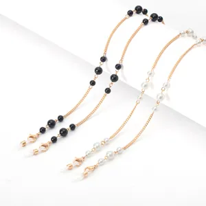 Cadena de Gafas de Moda Cordón de Mascarilla Aleación Perla Artificial Abalorios Correa de Soporte de Gafas Antideslizante para Mujeres