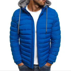 Giacca Imbottita con Cappuccio Uomo Tinta Unita Cappotto Invernale con Zip Moda Nuova