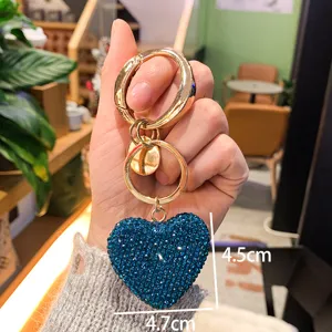 Portachiavi cuore di cristallo strass lucido anello chiave auto borsa ciondolo