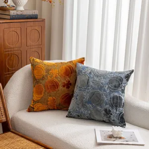 Nordic style 3D cut velvet pumpkin pattern throw pillow cover, soft sofa cushion decor.