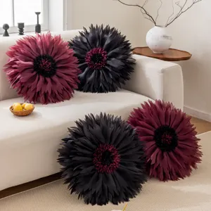 3D lotus flower cushion cover, decorative floral throw pillow case for living room sofa.