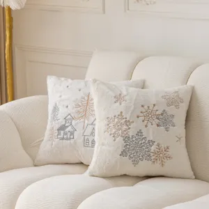 Christmas embroidered plush pillow cover soft decorative cushion for living room sofa