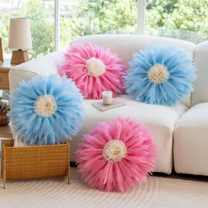 Fundas de cojín decorativo de flor 3D, cojín esponjoso lindo para sofá cama sala de estar