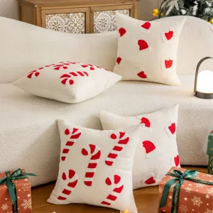 Christmas embroidered throw pillow cover plush velvet sofa decorative cushion holiday home decor
