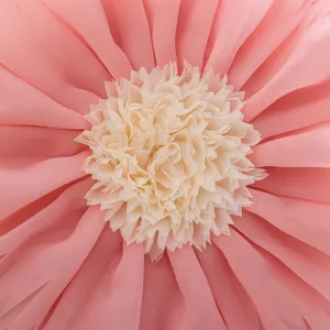 Pink 3D lotus flower throw pillow cover, cute floral cushion case for sofa bedroom decor.