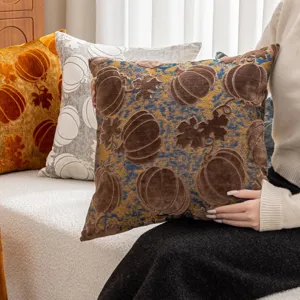 Velvet pumpkin pattern throw pillow cover, Nordic style decorative cushion for sofa and bed.