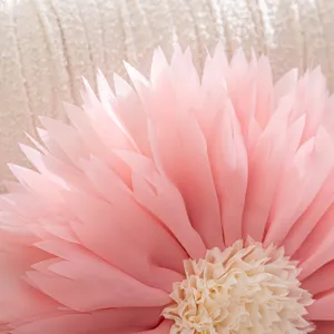 Close-up detail of the pink lotus flower petal cushion cover, featuring exquisite 3D layered design.