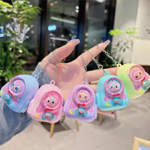 Cute cartoon face-changing mini backpack keychain toy, colorful bag pendant for gifts.