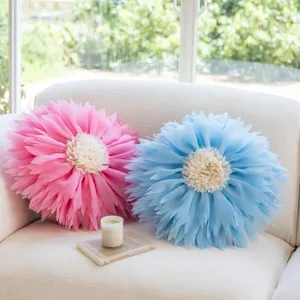 Fundas de cojín con flor de nenúfar 3D, estilo princesa lindo cojín decorativo para sofá cama.