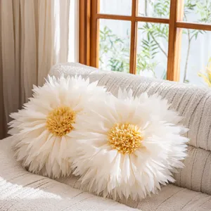 Close-up of 3D lotus flower decorative pillow cover, featuring soft textured petals.