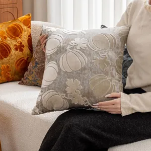 Nordic cut velvet pumpkin cushion cover aesthetic sofa throw pillow case home decor item