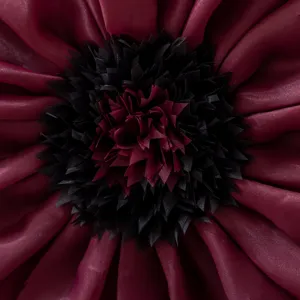 Close-up detail of 3D water lily lotus pillow cover with layered petals, soft fabric.