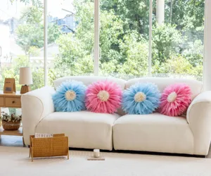 Funda de cojín de flor de loto 3D estilo ins cojín de sofá suave para sala de estar dormitorio