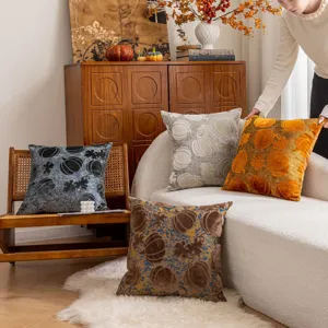 Velvet pumpkin pillow cover, nordic style decorative sofa cushion for home interior decor.