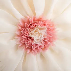Exquisite 3D lotus flower cushion detail, soft ruffled petal pillow cover for couch bed room.