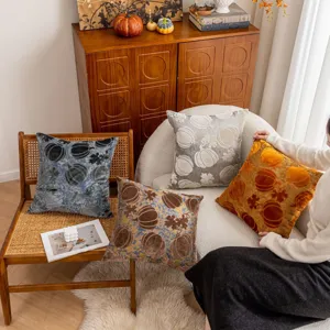 Nordic cut velvet pumpkin throw pillow cover for cozy living room sofa and bedroom decor