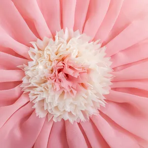 Close-up detail of the 3D flower lotus cushion cover, featuring soft pink and cream layered petal design.