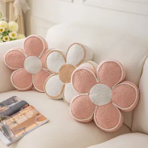 Detailed view of the 3d flower throw pillow, soft plush petal cushion for cozy home decor.