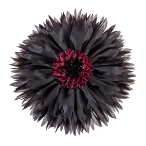 Black lotus flower shaped throw pillow cover, 3D layered petal decorative cushion for sofa bed.