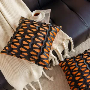 Funda de cojín decorativa negro naranja cojín de sofá de lujo estilo europeo