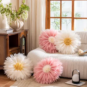 Cute 3D lotus flower throw pillow cover, cute princess style sofa cushion for home decor.