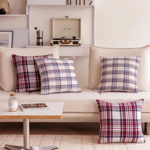 Classic plaid throw pillow cover for cozy sofa living room home decoration soft fabric