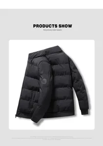 Giacca imbottita invernale da uomo con collo alla coreana, cappotto caldo e casual per la moda.