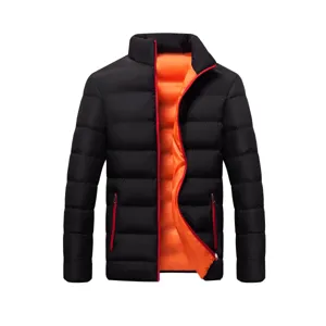 Giacca imbottita invernale da uomo collo alto casual cappotto caldo all'aperto in nero