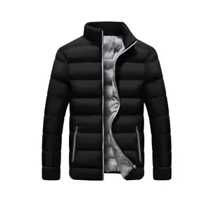 Giacca imbottita invernale spessa da uomo collo alto cappotto nero casual caldo