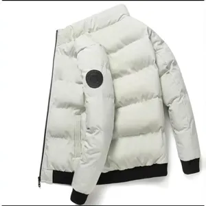 Giacca invernale uomo collo alto imbottita piumino casual con toppa sulla manica