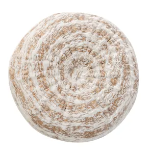 Round plush throw pillow with gold tree ring pattern, soft decorative cushion for sofa and bed.